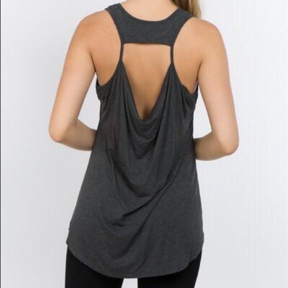 Yelete Gray Racerback Athletic Yoga Workout Tank